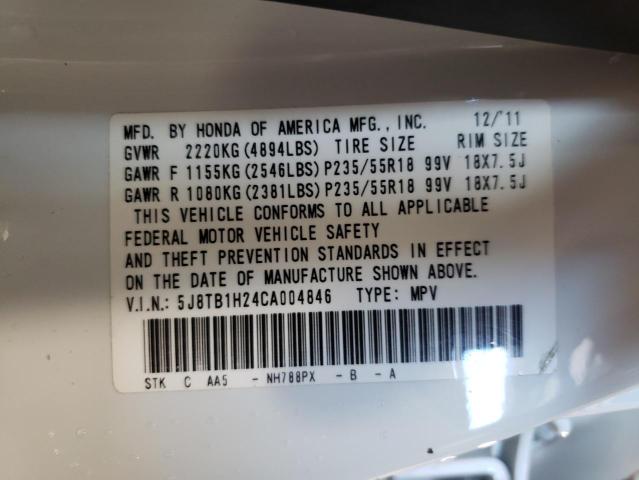 Photo 9 VIN: 5J8TB1H24CA004846 - ACURA RDX 