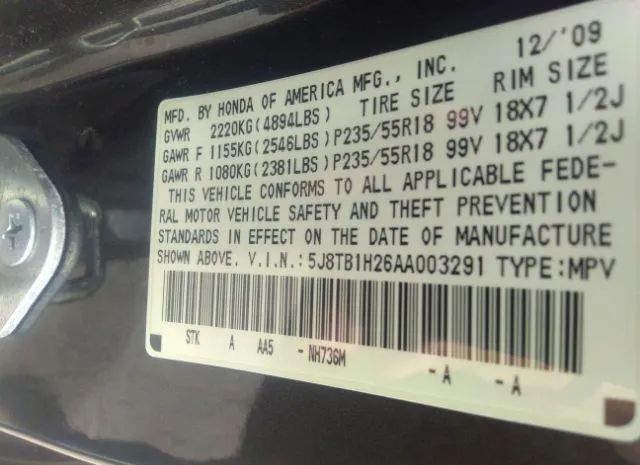 Photo 8 VIN: 5J8TB1H26AA003291 - ACURA RDX 