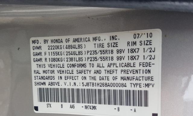 Photo 9 VIN: 5J8TB1H26BA000084 - ACURA RDX 