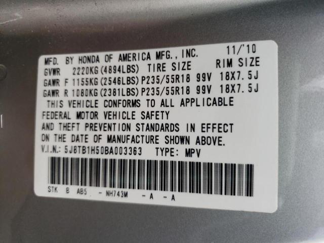 Photo 9 VIN: 5J8TB1H50BA003363 - ACURA RDX TECHNO 