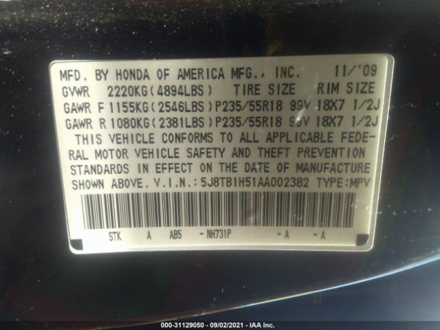 Photo 8 VIN: 5J8TB1H51AA002382 - ACURA RDX 