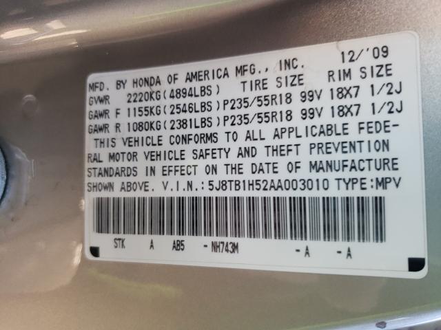 Photo 9 VIN: 5J8TB1H52AA003010 - ACURA RLX TECHNO 