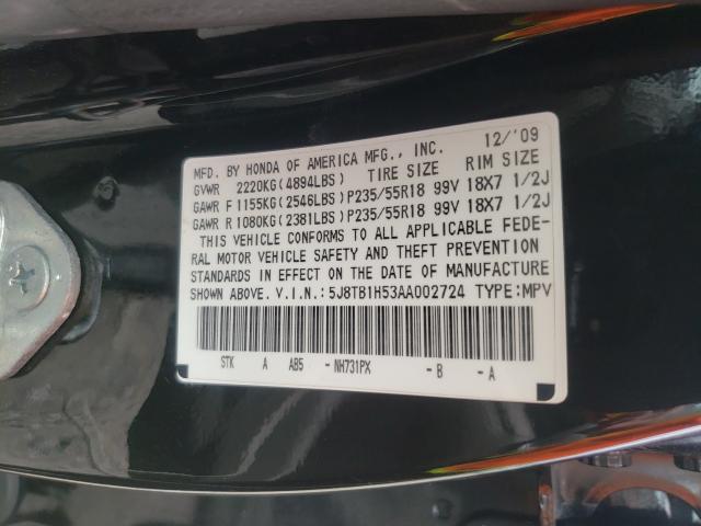 Photo 9 VIN: 5J8TB1H53AA002724 - ACURA RDX TECHNO 