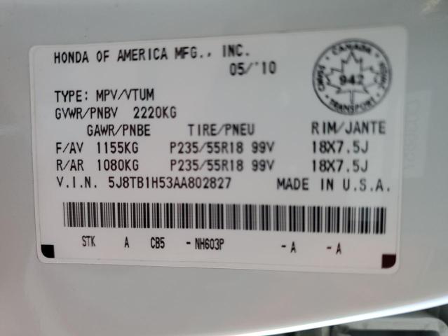 Photo 12 VIN: 5J8TB1H53AA802827 - ACURA RDX TECHNO 