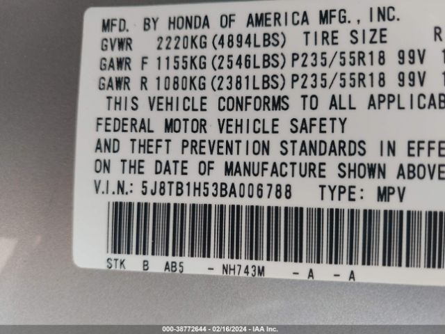 Photo 8 VIN: 5J8TB1H53BA006788 - ACURA RDX 