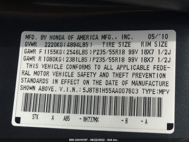 Photo 8 VIN: 5J8TB1H55AA007603 - ACURA RDX 