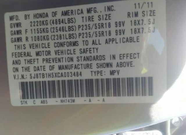 Photo 8 VIN: 5J8TB1H5XCA003484 - ACURA RDX 