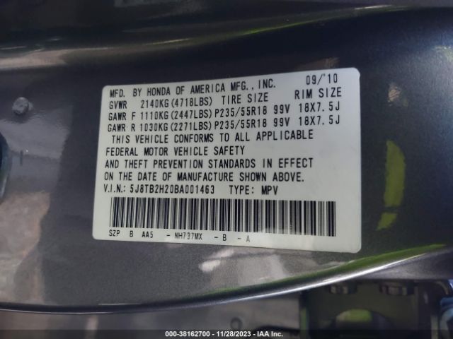 Photo 8 VIN: 5J8TB2H20BA001463 - ACURA RDX 