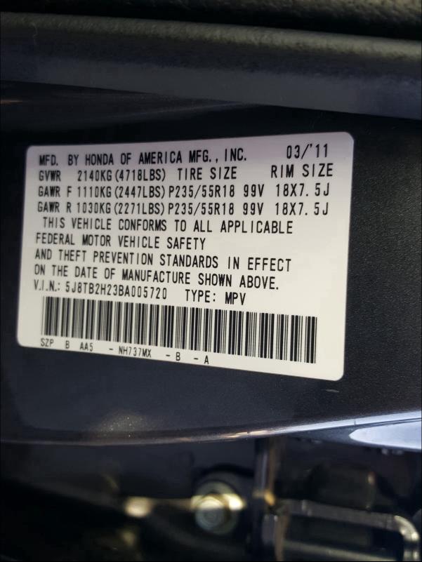 Photo 9 VIN: 5J8TB2H23BA005720 - ACURA RDX 