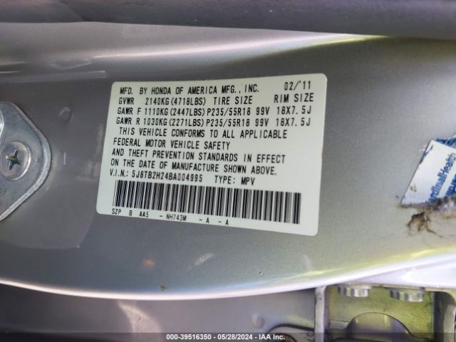 Photo 8 VIN: 5J8TB2H24BA004995 - ACURA RDX 