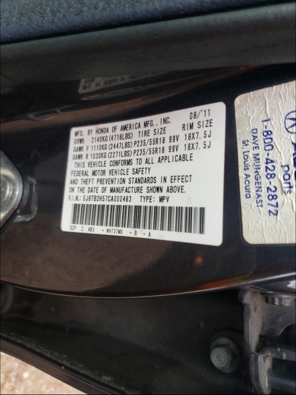 Photo 9 VIN: 5J8TB2H57CA000483 - ACURA RDX TECHNO 