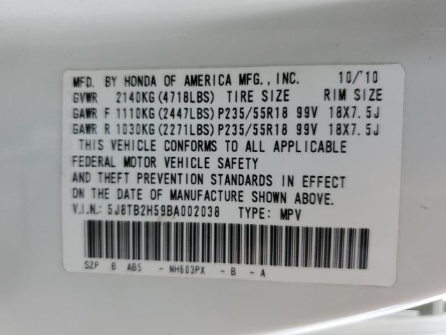 Photo 9 VIN: 5J8TB2H59BA002038 - ACURA RDX TECHNO 