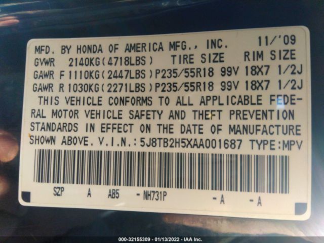 Photo 8 VIN: 5J8TB2H5XAA001687 - ACURA RDX 