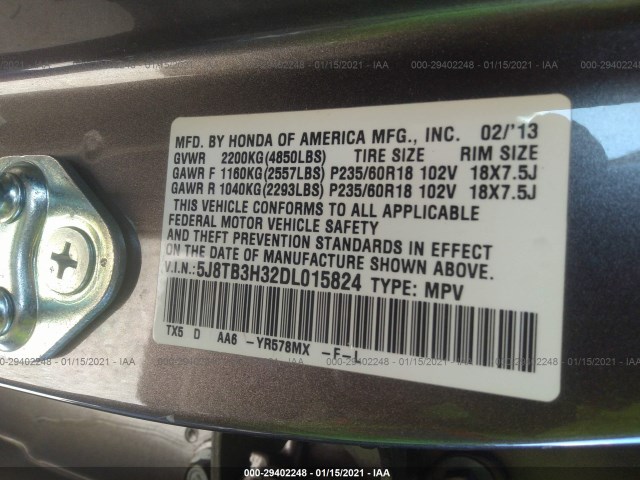 Photo 8 VIN: 5J8TB3H32DL015824 - ACURA RDX 