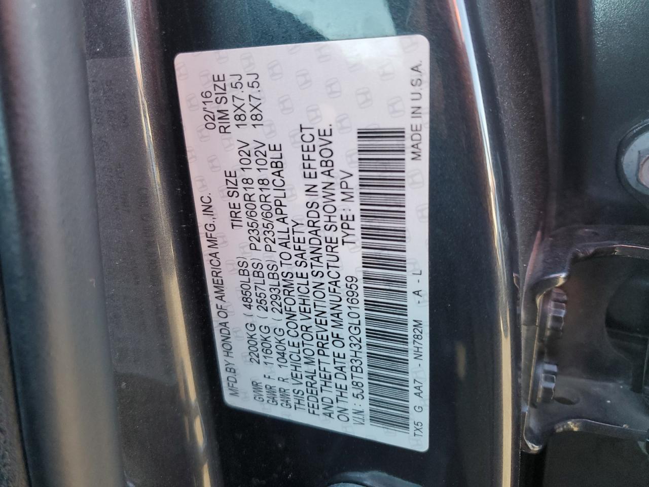 Photo 13 VIN: 5J8TB3H32GL016959 - ACURA RDX 