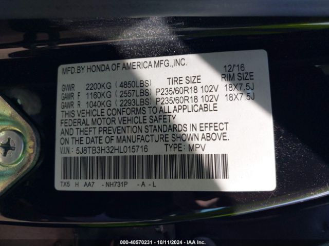 Photo 8 VIN: 5J8TB3H32HL015716 - ACURA RDX 