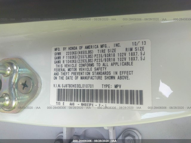 Photo 8 VIN: 5J8TB3H33EL010701 - ACURA RDX 