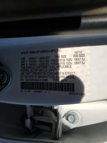 Photo 12 VIN: 5J8TB3H34GL010385 - ACURA RDX 