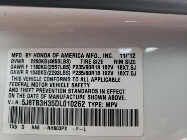 Photo 9 VIN: 5J8TB3H35DL010262 - ACURA RDX 