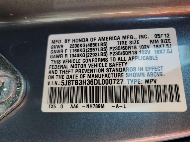 Photo 12 VIN: 5J8TB3H36DL000727 - ACURA RDX 