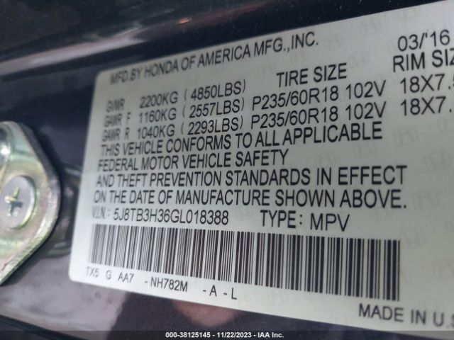 Photo 8 VIN: 5J8TB3H36GL018388 - ACURA RDX 