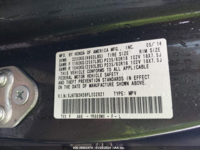 Photo 8 VIN: 5J8TB3H38FL002921 - ACURA RDX 