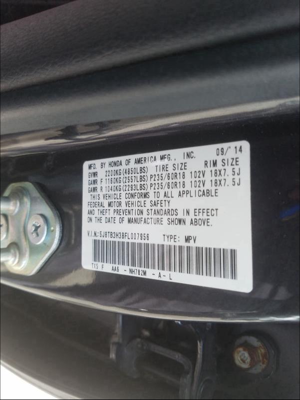 Photo 9 VIN: 5J8TB3H38FL007956 - ACURA RDX 