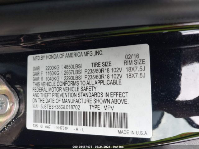 Photo 8 VIN: 5J8TB3H38GL018702 - ACURA RDX 