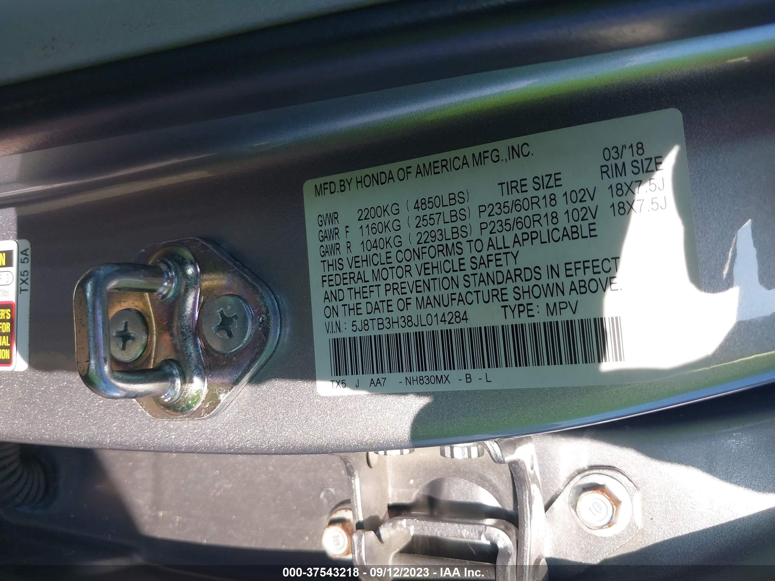 Photo 8 VIN: 5J8TB3H38JL014284 - ACURA RDX 