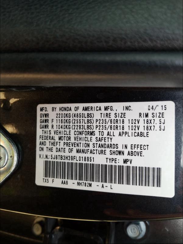 Photo 9 VIN: 5J8TB3H39FL018951 - ACURA RDX 