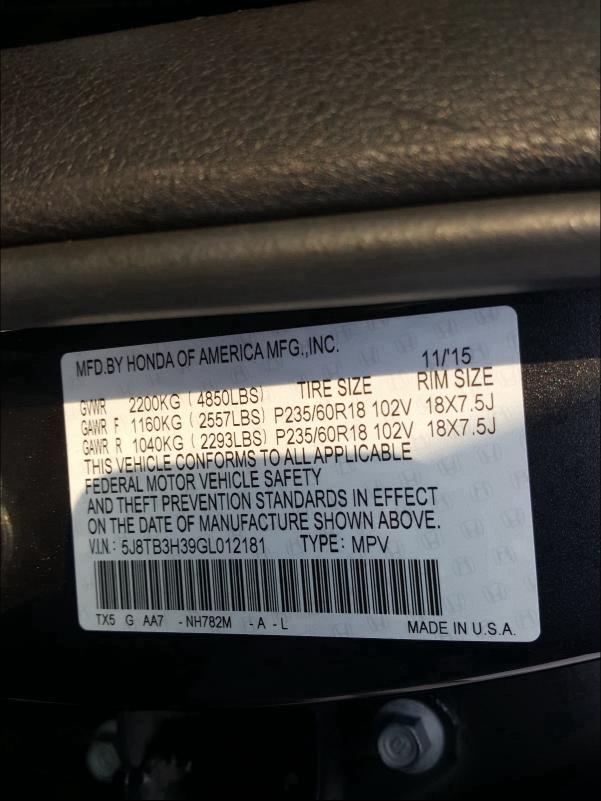 Photo 9 VIN: 5J8TB3H39GL012181 - ACURA RDX 