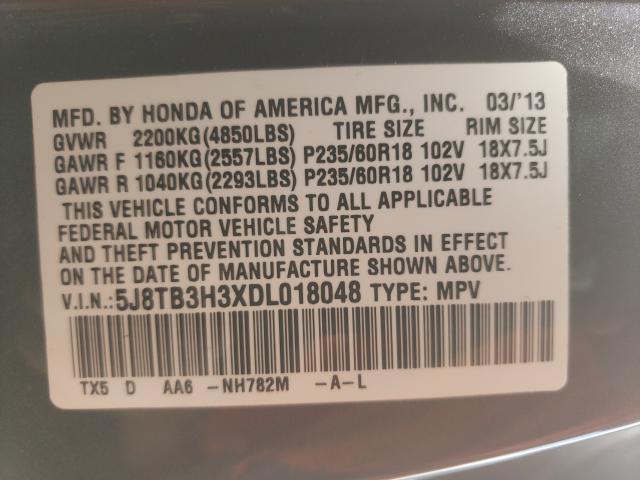 Photo 9 VIN: 5J8TB3H3XDL018048 - ACURA RDX 