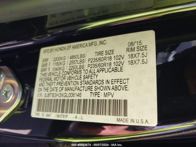 Photo 8 VIN: 5J8TB3H3XGL006146 - ACURA RDX 