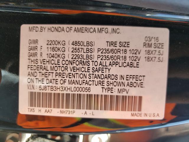 Photo 9 VIN: 5J8TB3H3XHL000056 - ACURA RDX 