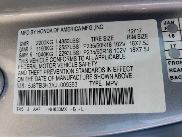 Photo 9 VIN: 5J8TB3H3XJL009393 - ACURA RDX 