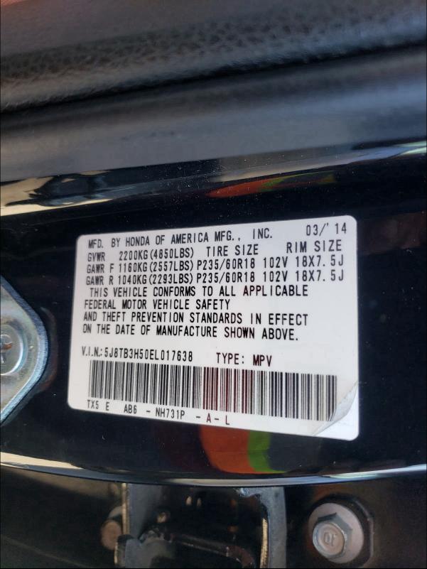 Photo 9 VIN: 5J8TB3H50EL017638 - ACURA RDX TECHNO 