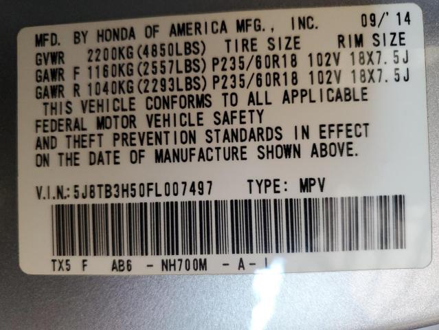 Photo 11 VIN: 5J8TB3H50FL007497 - ACURA RDX TECHNO 