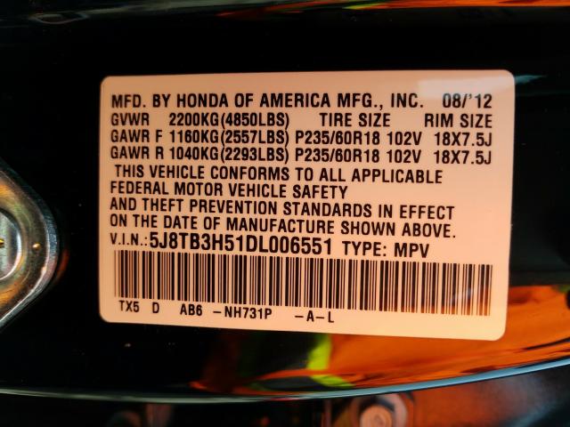 Photo 9 VIN: 5J8TB3H51DL006551 - ACURA RDX TECHNO 