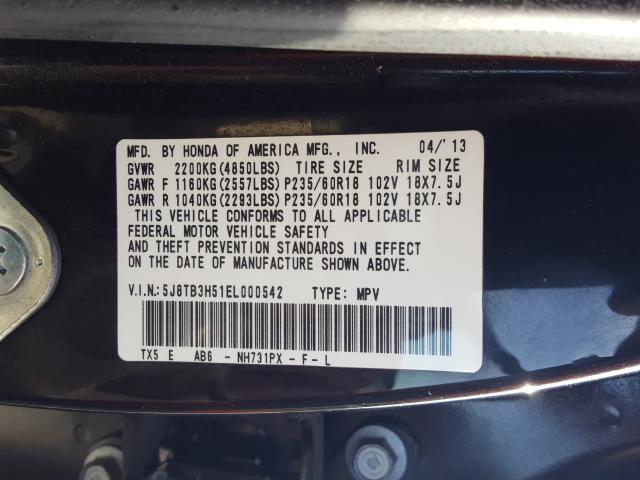 Photo 9 VIN: 5J8TB3H51EL000542 - ACURA RDX TECHNO 