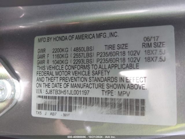 Photo 8 VIN: 5J8TB3H51JL001197 - ACURA RDX 