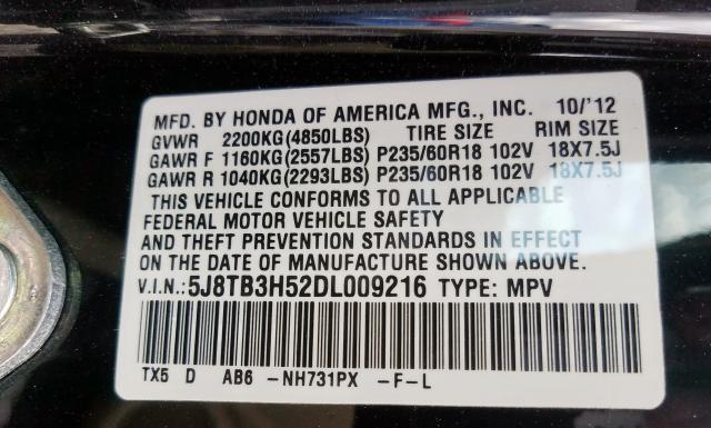 Photo 9 VIN: 5J8TB3H52DL009216 - ACURA RDX 