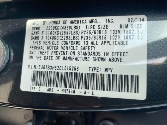 Photo 9 VIN: 5J8TB3H52EL015258 - ACURA RDX TECHNO 