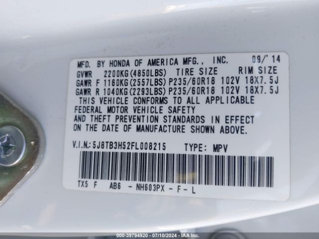 Photo 8 VIN: 5J8TB3H52FL008215 - ACURA RDX 