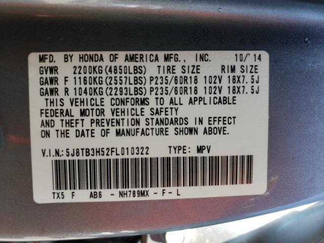 Photo 9 VIN: 5J8TB3H52FL010322 - ACURA RDX TECHNO 