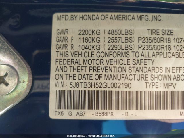 Photo 8 VIN: 5J8TB3H52GL002190 - ACURA RDX 