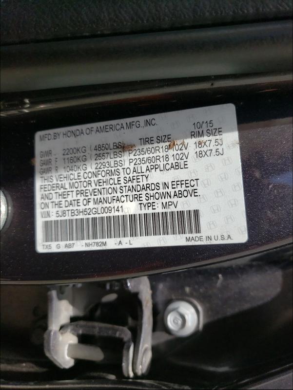 Photo 9 VIN: 5J8TB3H52GL009141 - ACURA RDX TECHNO 