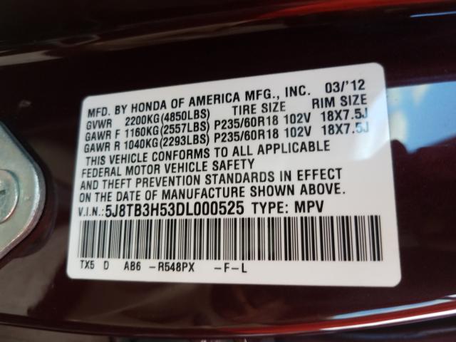 Photo 9 VIN: 5J8TB3H53DL000525 - ACURA RDX TECHNO 