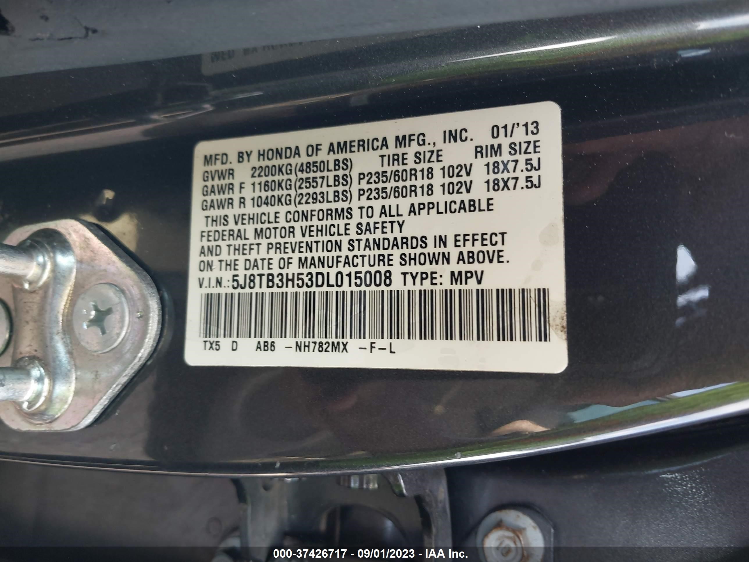 Photo 8 VIN: 5J8TB3H53DL015008 - ACURA RDX 