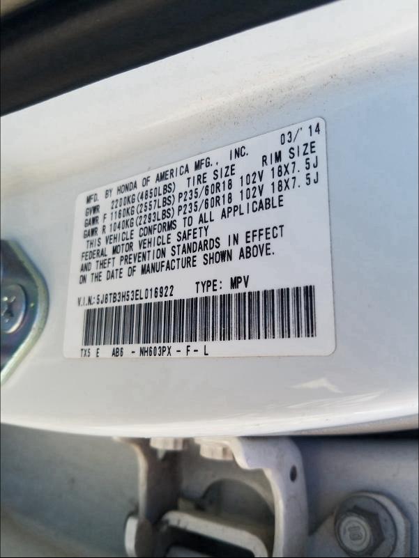 Photo 9 VIN: 5J8TB3H53EL016922 - ACURA RDX TECHNO 