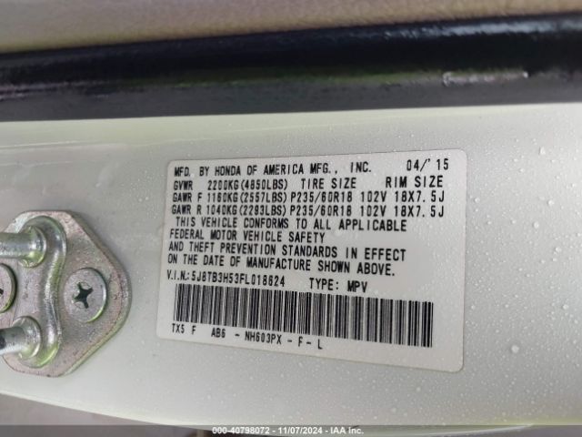 Photo 8 VIN: 5J8TB3H53FL018624 - ACURA RDX 